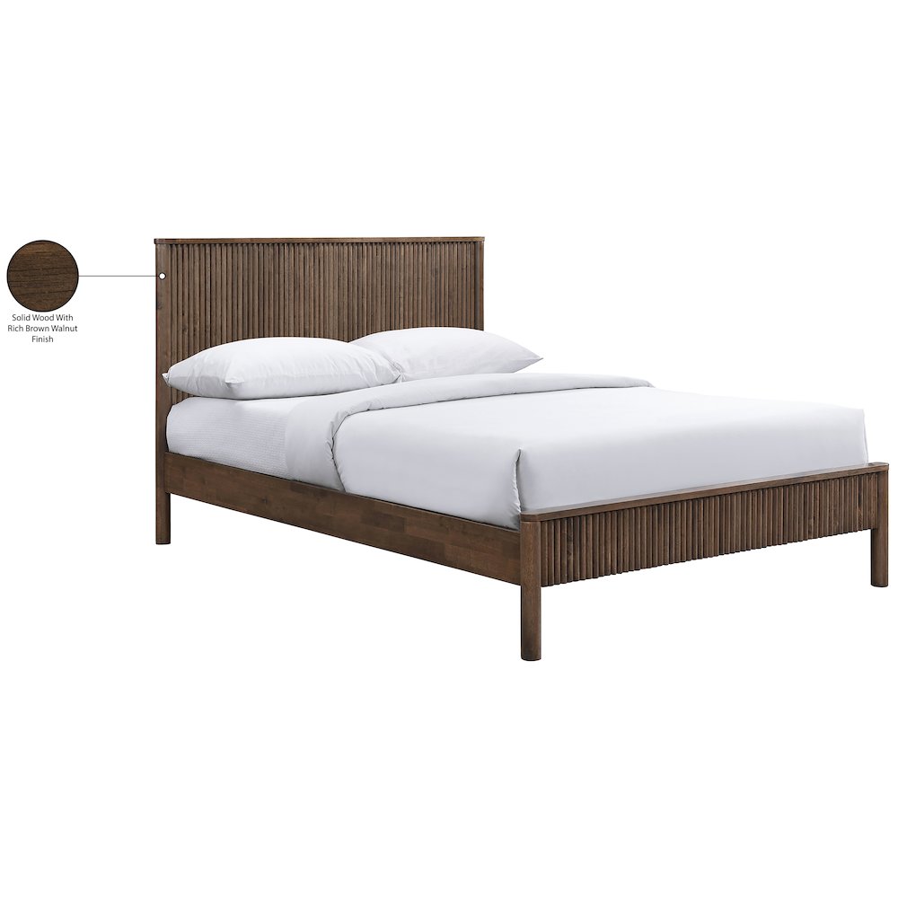 Kivo Walnut Solid Wood Queen Bed