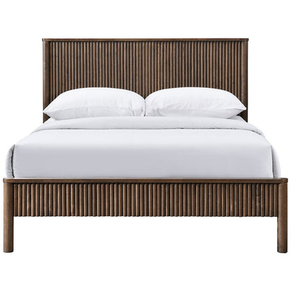 Kivo Walnut Solid Wood Queen Bed