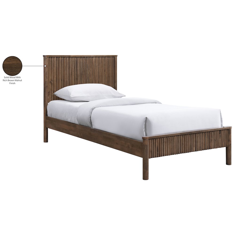 Kivo Walnut Solid Wood Twin Bed