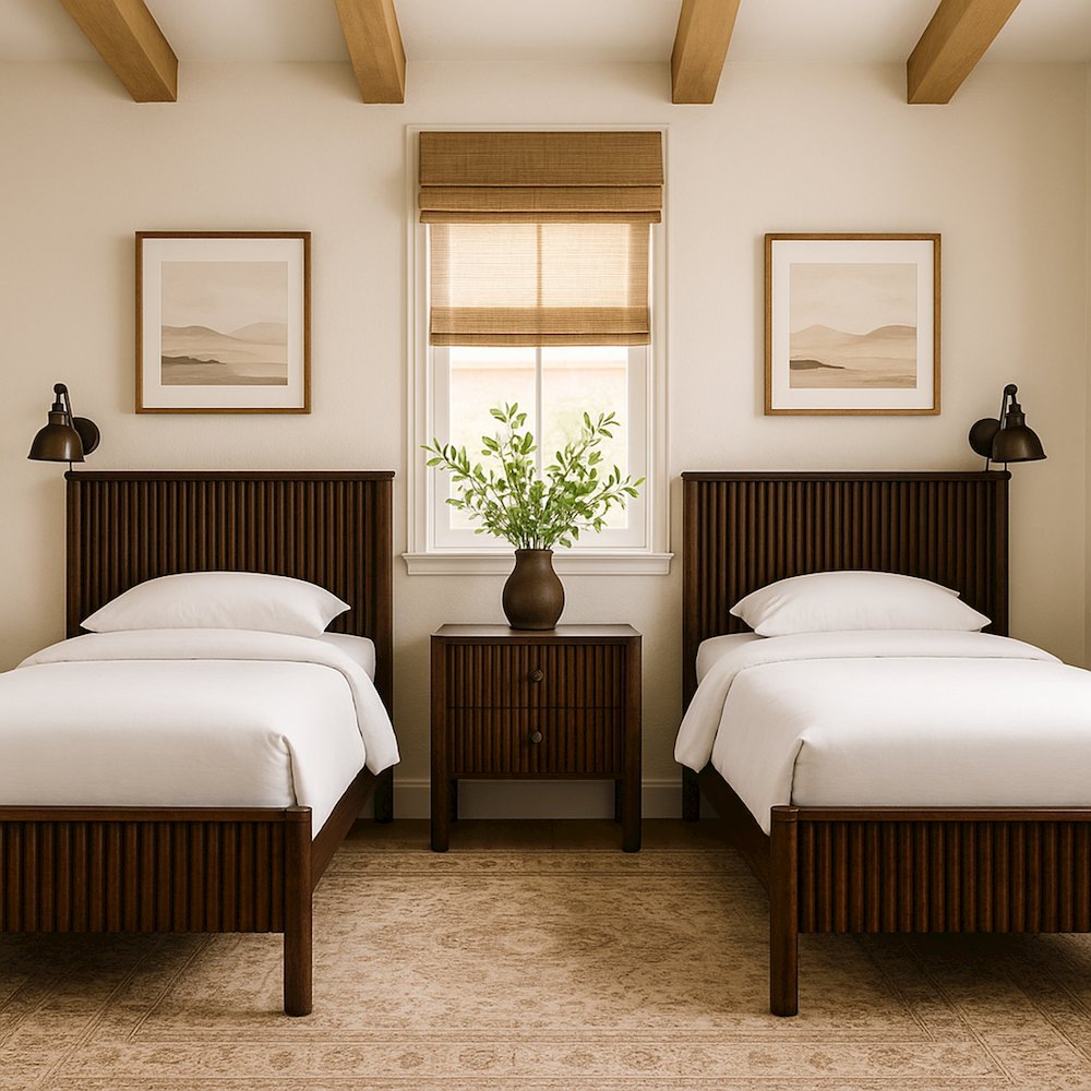 Kivo Walnut Solid Wood Twin Bed
