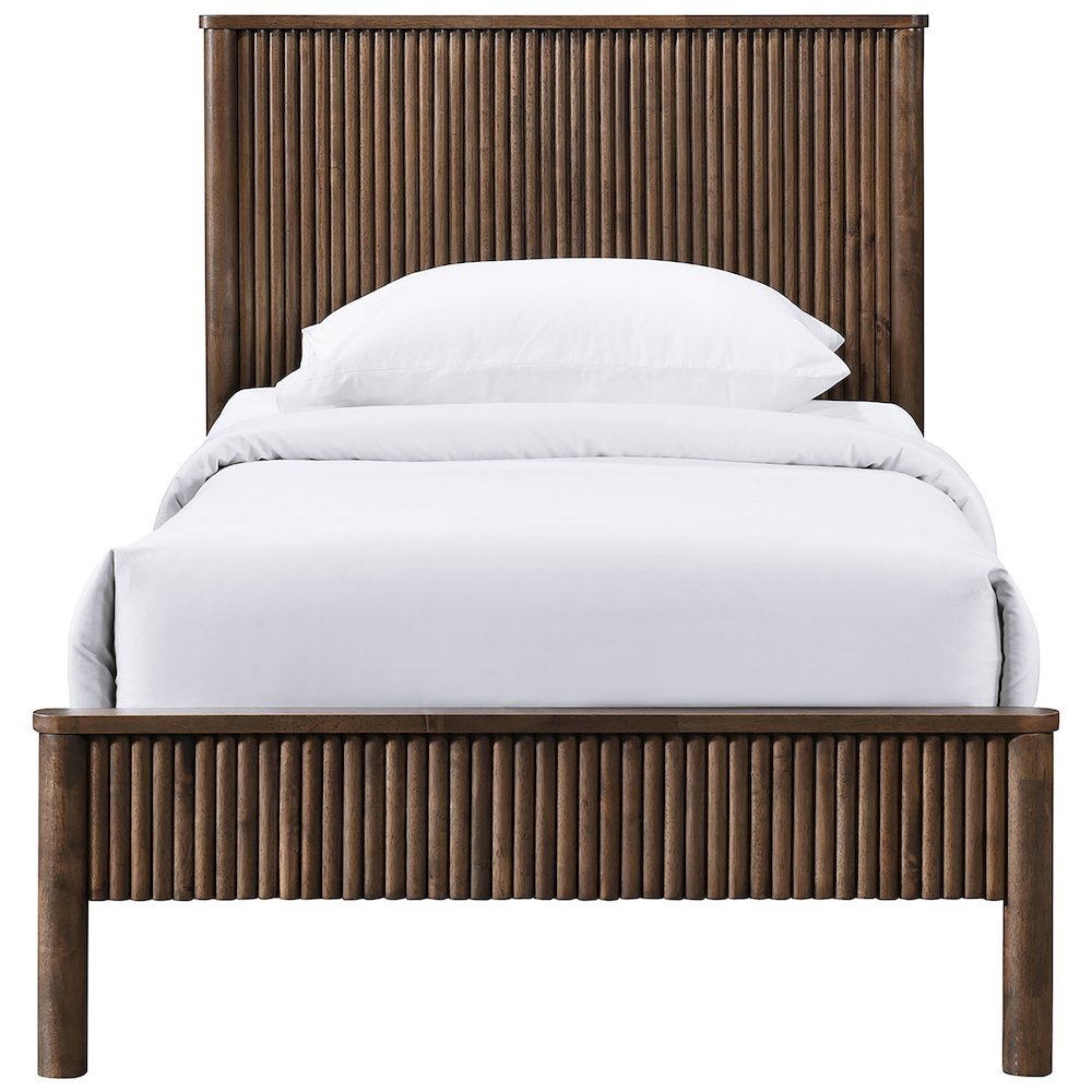 Kivo Walnut Solid Wood Twin Bed