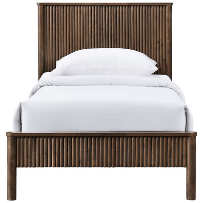 Kivo Walnut Solid Wood Twin Bed
