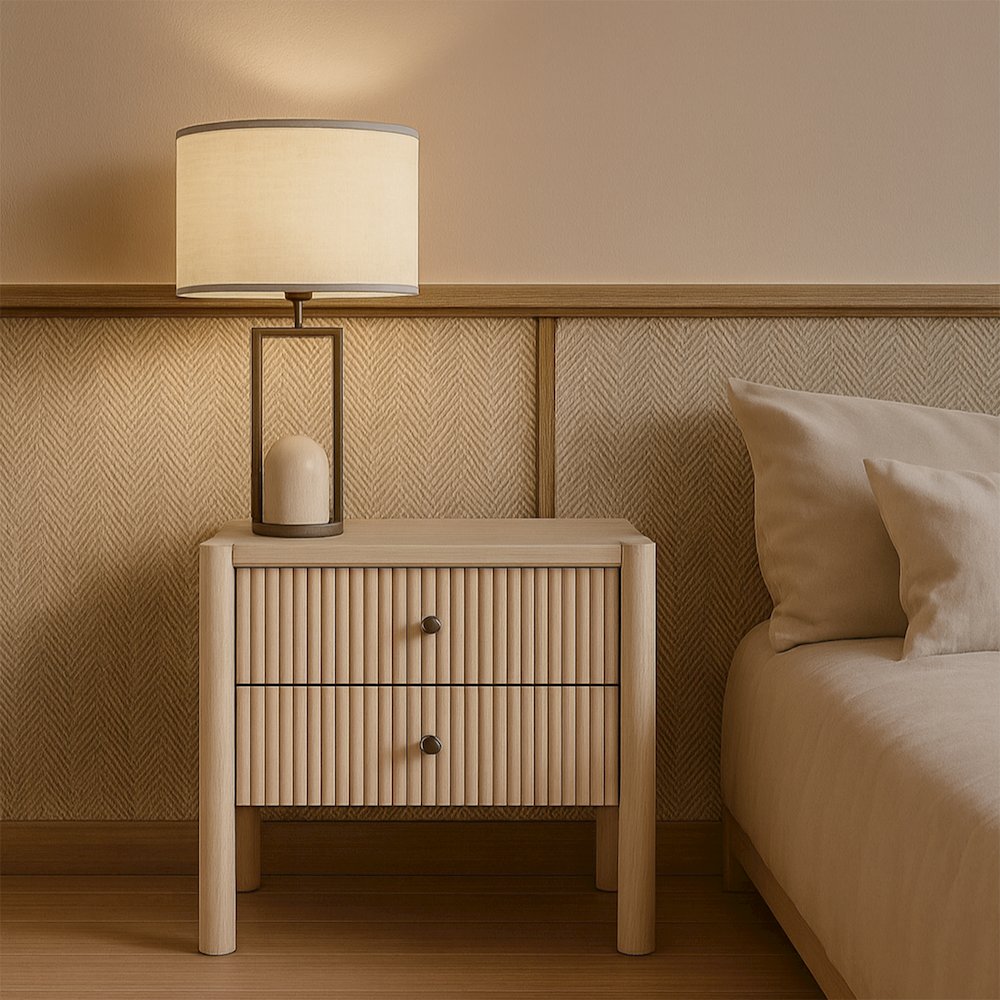 Kivo Natural Solid Wood Nightstand