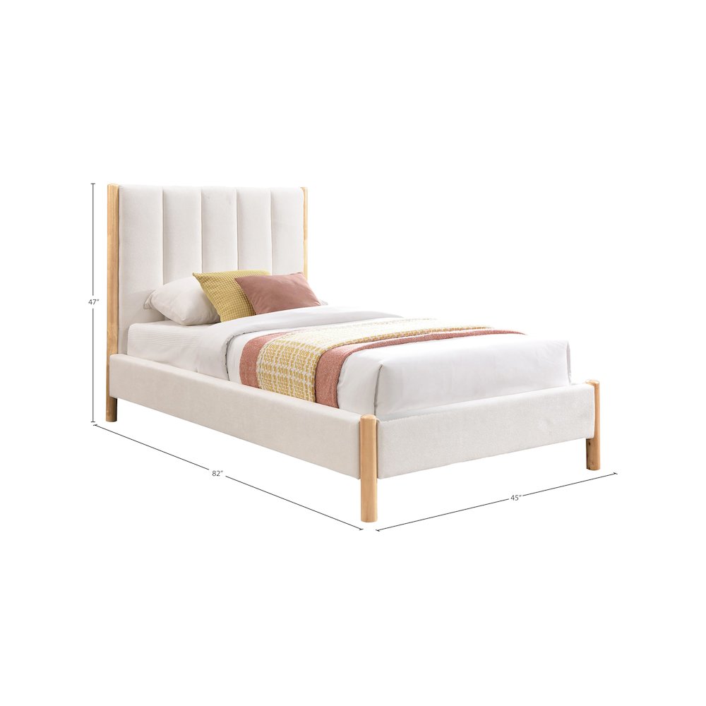 Kona Cream Polyester Fabric Twin Bed