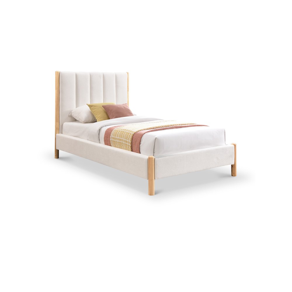 Kona Cream Polyester Fabric Twin Bed