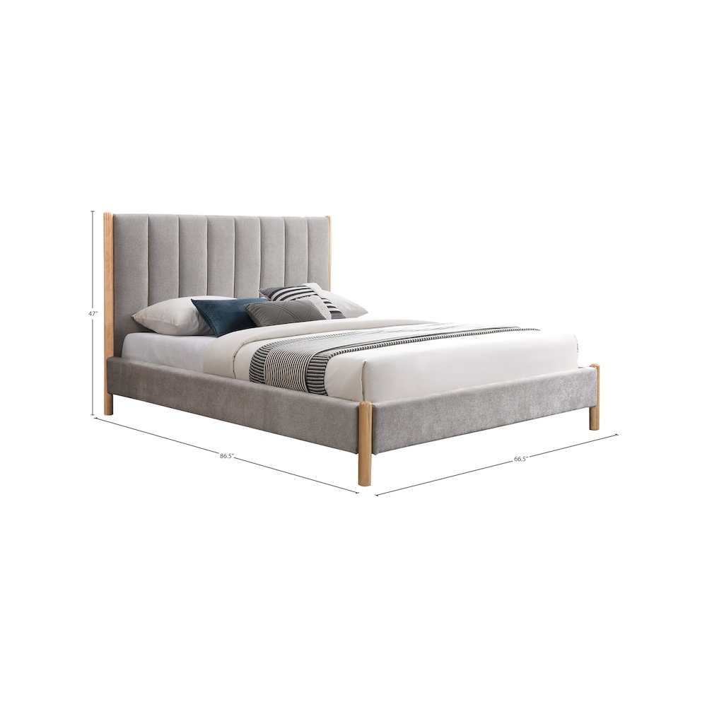 Kona Grey Polyester Fabric Queen Bed