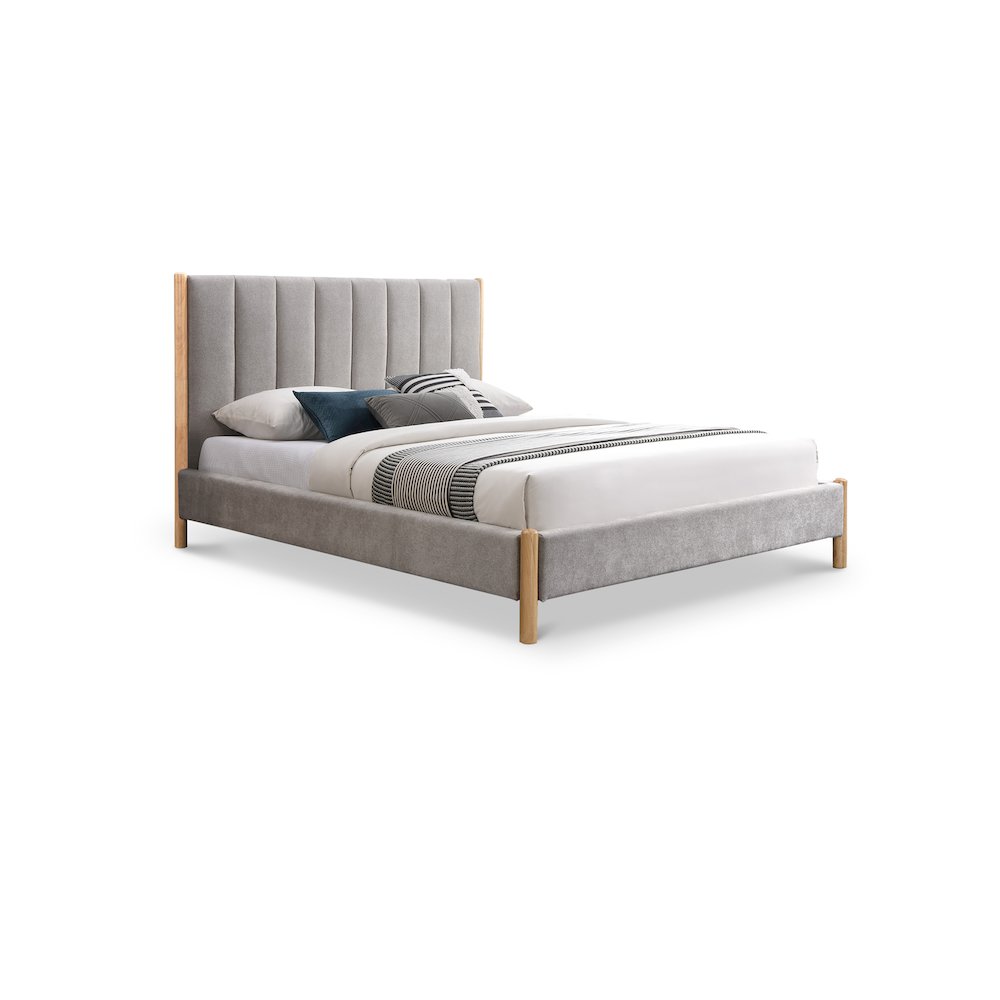 Kona Grey Polyester Fabric Queen Bed