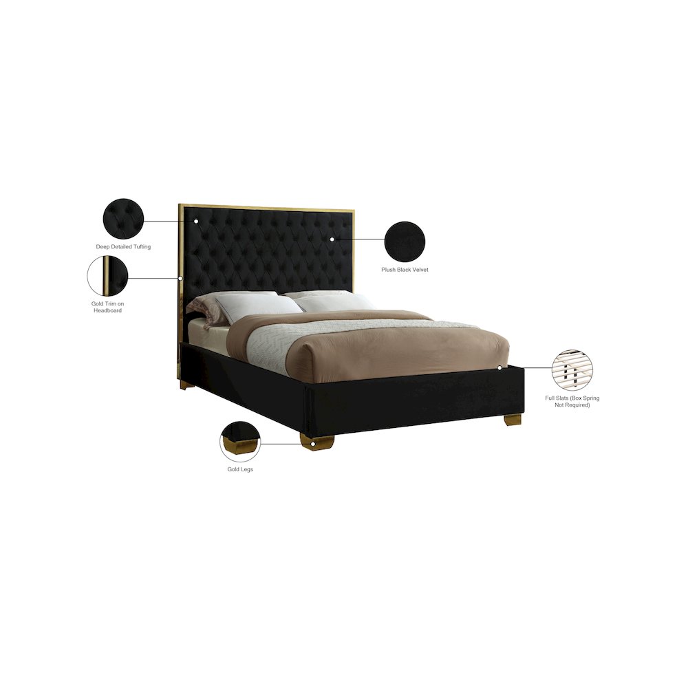 Lana Black Velvet Full Bed