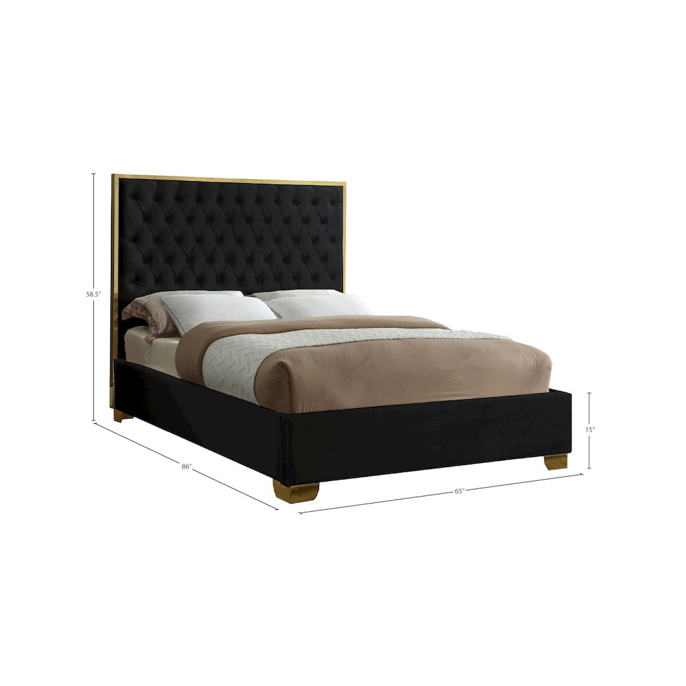 Lana Black Velvet Queen Bed