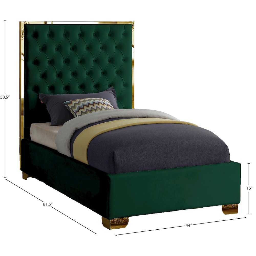 Lana Green Velvet Twin Bed