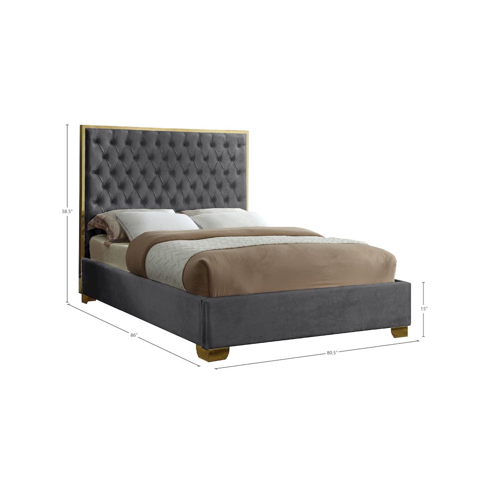 Lana Grey Velvet King Bed