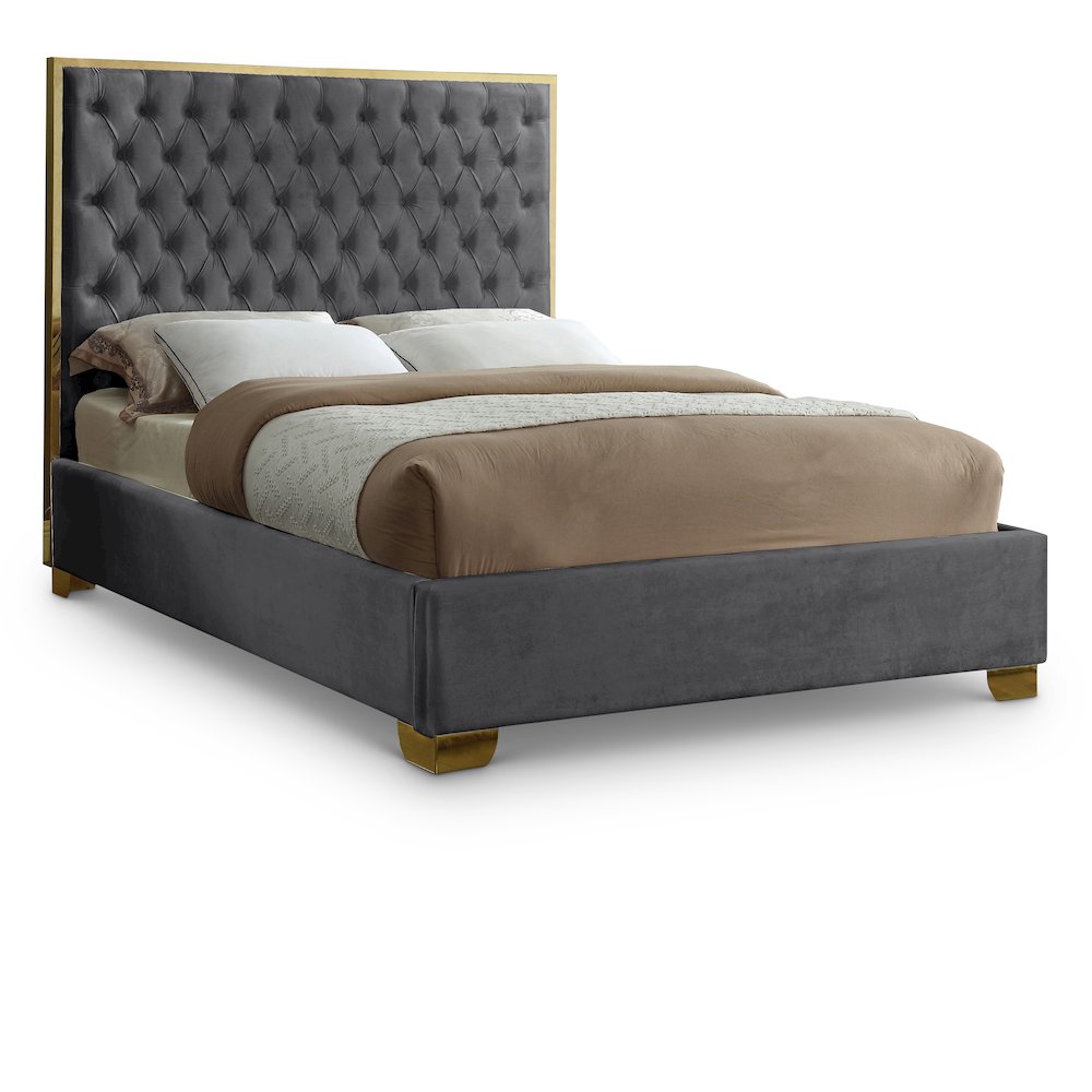 Lana Grey Velvet Queen Bed