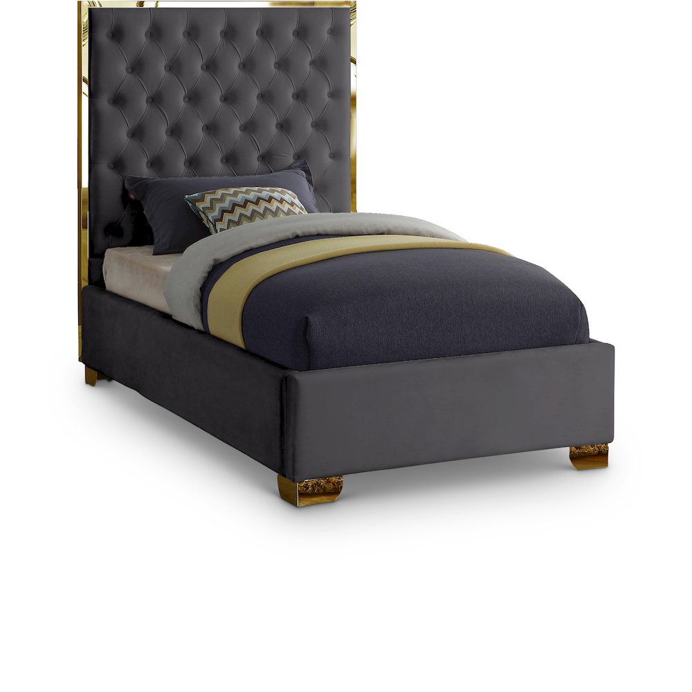 Lana Grey Velvet Twin Bed