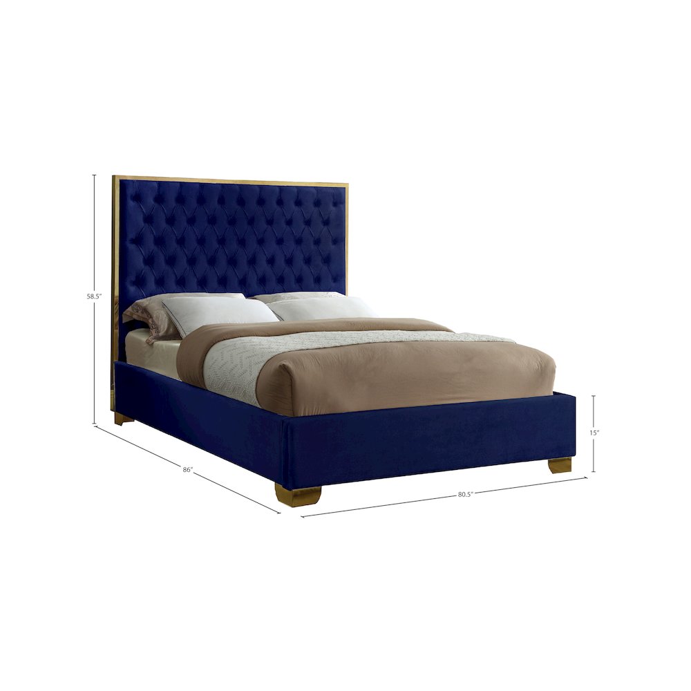 Lana Navy Velvet King Bed