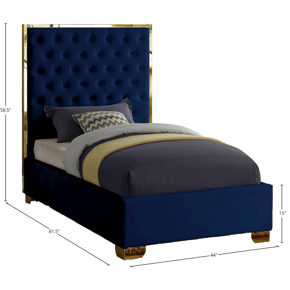 Lana Navy Velvet Twin Bed