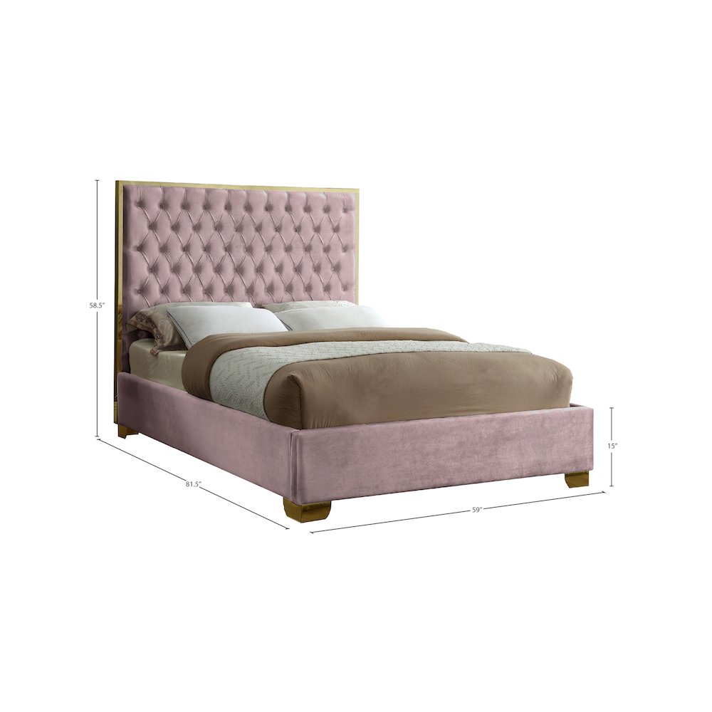 Lana Pink Velvet Full Bed