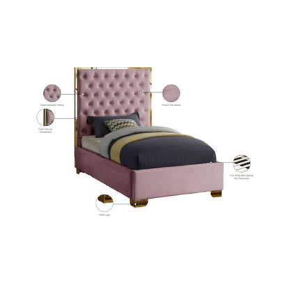 Lana Pink Velvet Twin Bed