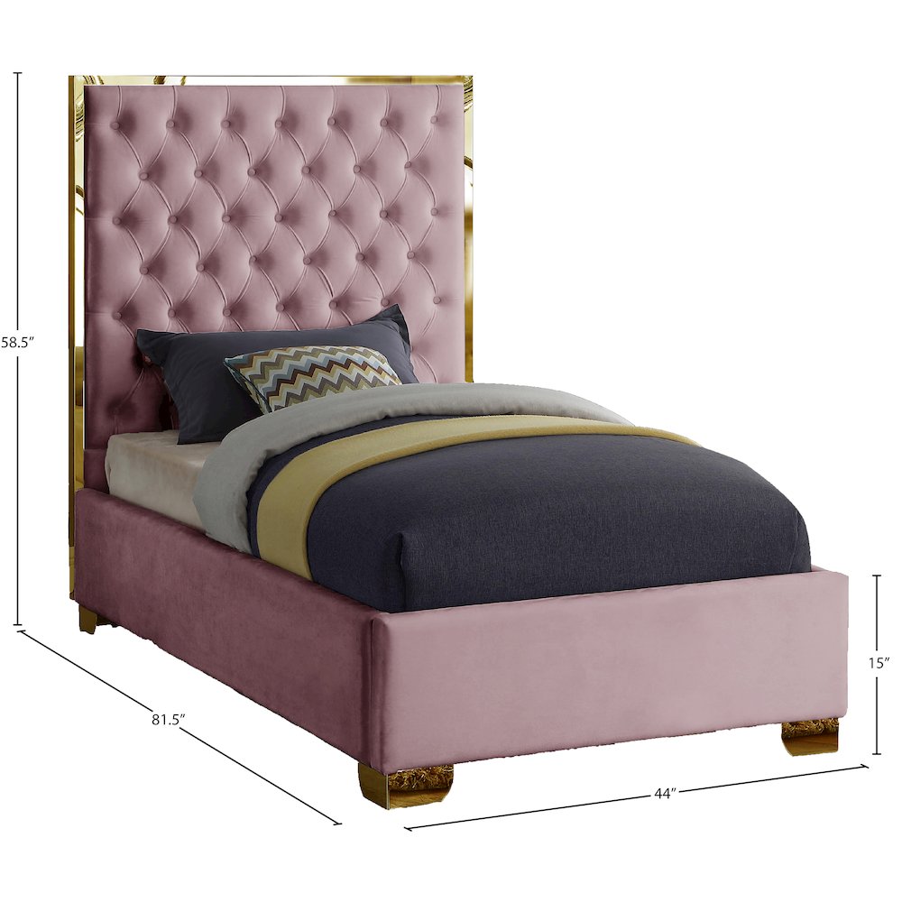 Lana Pink Velvet Twin Bed