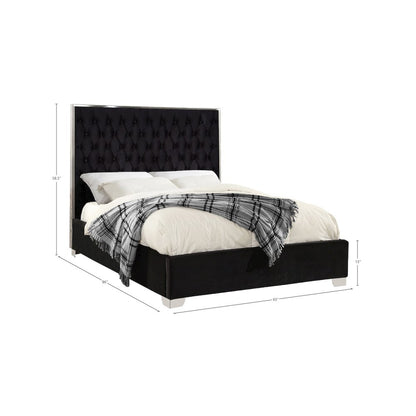 Lexi Black Velvet Queen Bed