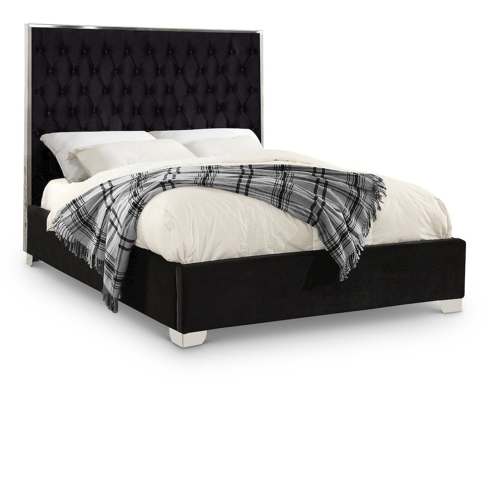 Lexi Black Velvet Queen Bed