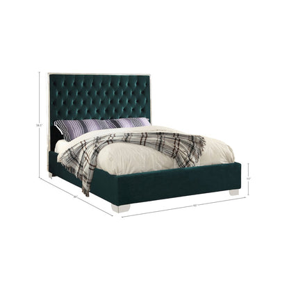 Lexi Green Velvet Queen Bed