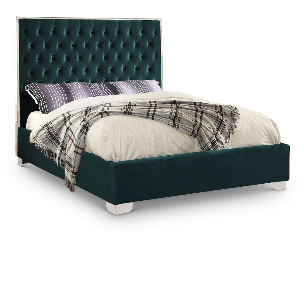 Lexi Green Velvet Queen Bed