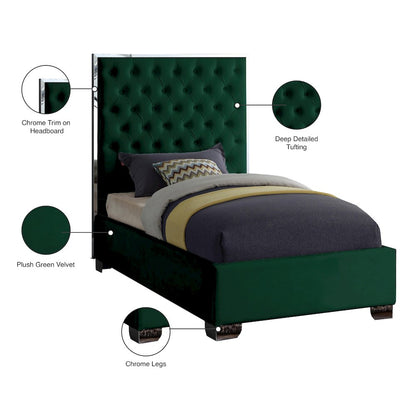 Lexi Green Velvet Twin Bed