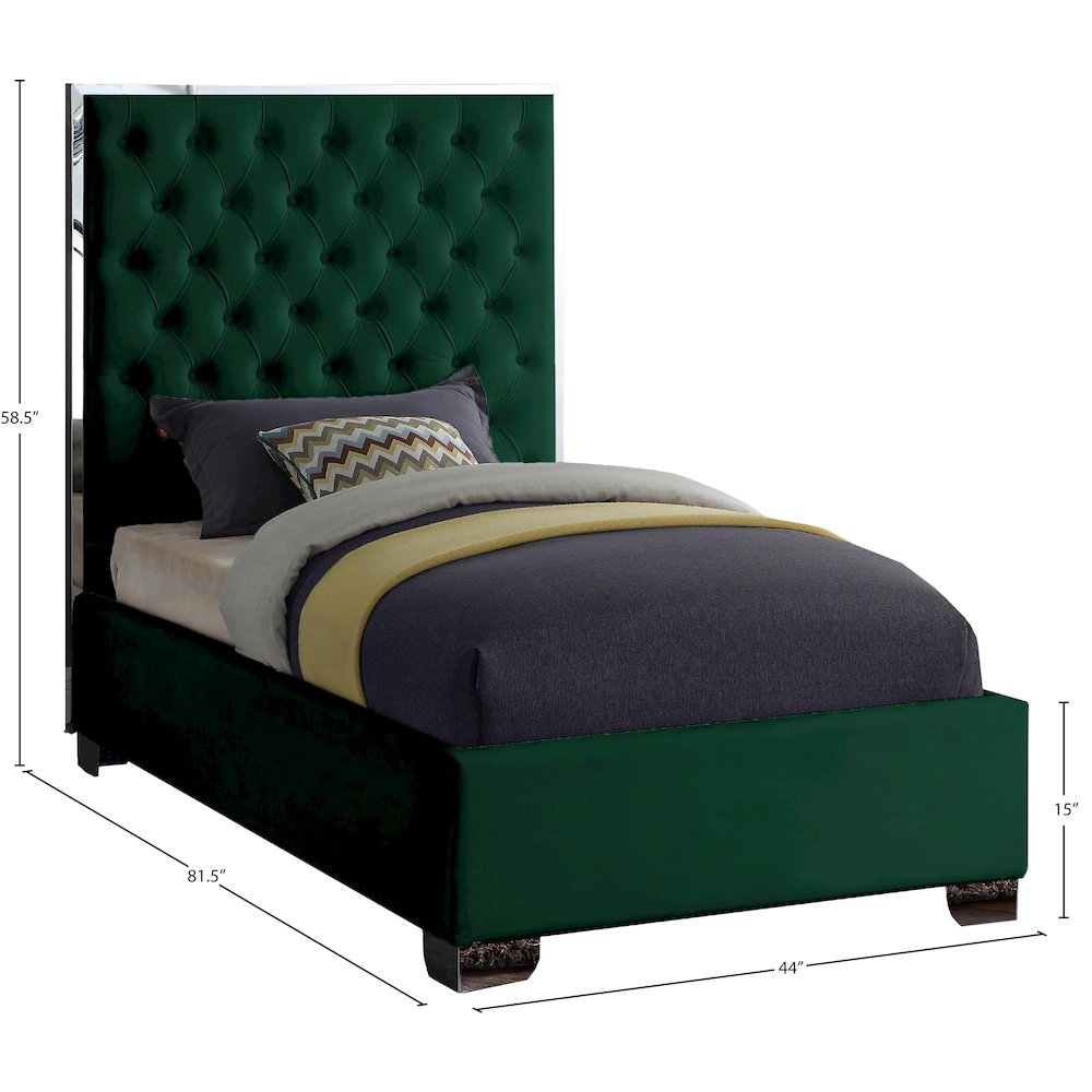 Lexi Green Velvet Twin Bed