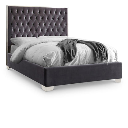 Lexi Grey Velvet King Bed