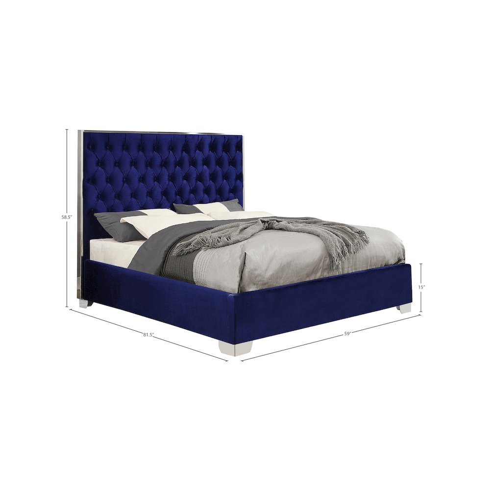 Lexi Navy Velvet Full Bed