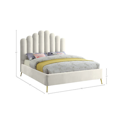 Lily Cream Velvet Full Bed