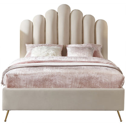 Lily Cream Velvet Full Bed