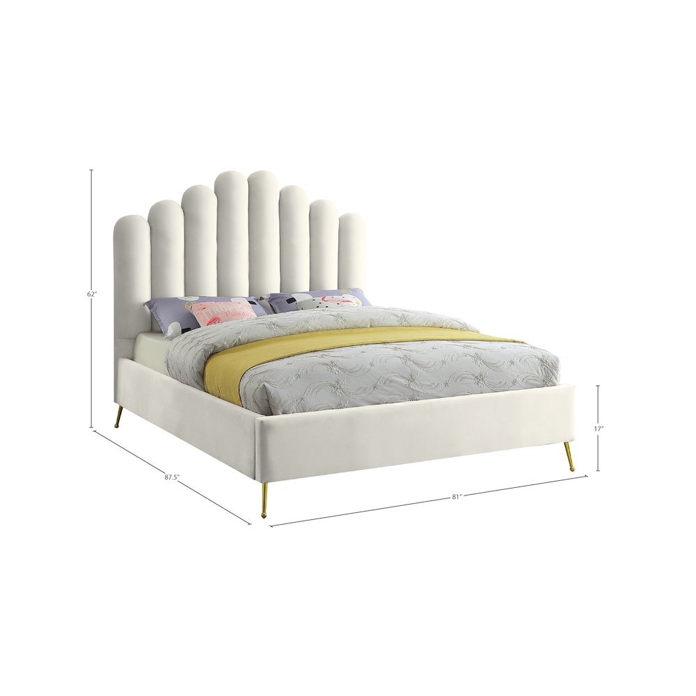 Lily Cream Velvet King Bed
