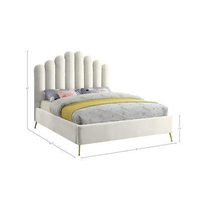 Lily Cream Velvet King Bed
