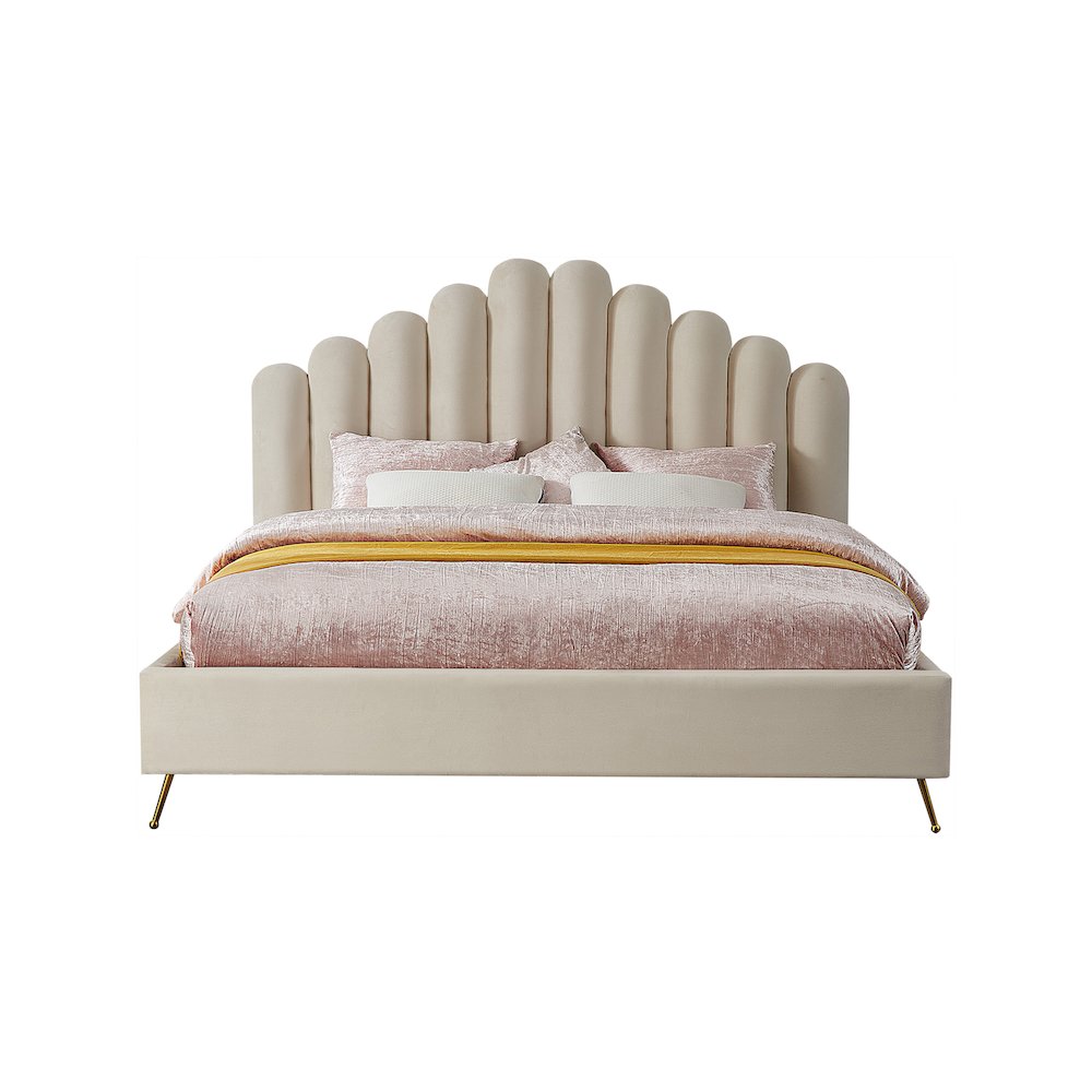 Lily Cream Velvet King Bed