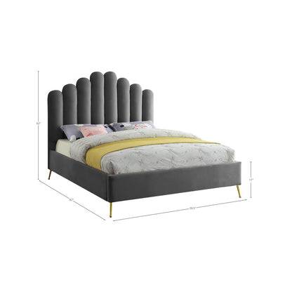 Lily Grey Velvet Full Bed