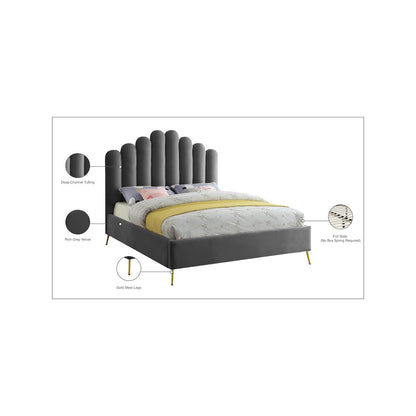 Lily Grey Velvet Full Bed