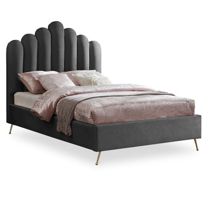 Lily Grey Velvet Full Bed