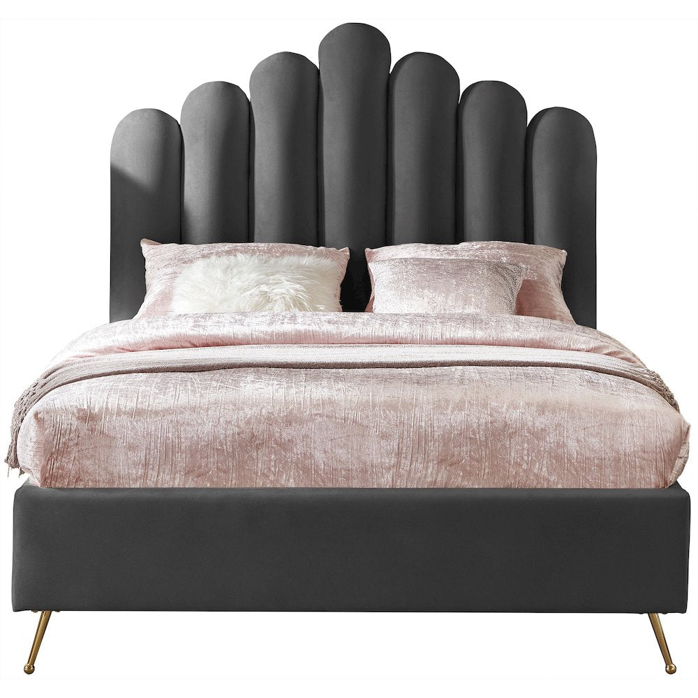 Lily Grey Velvet Full Bed