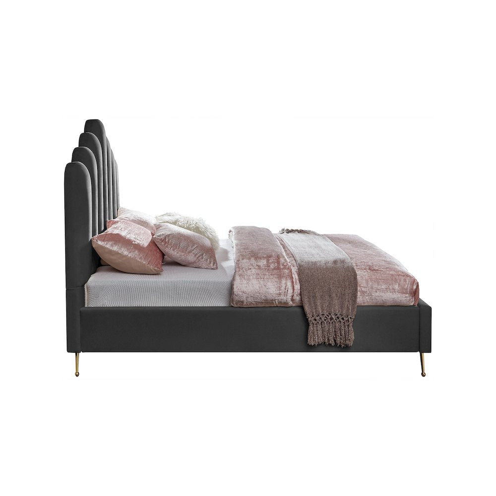 Lily Grey Velvet Full Bed