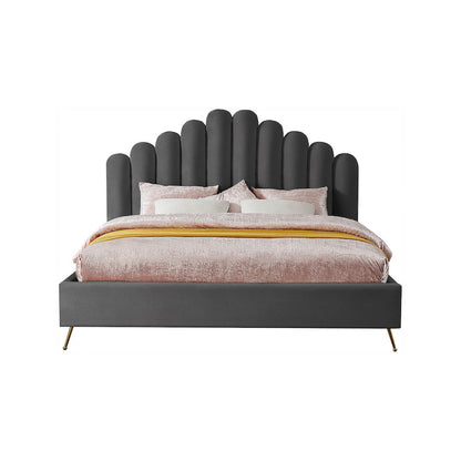 Lily Grey Velvet King Bed