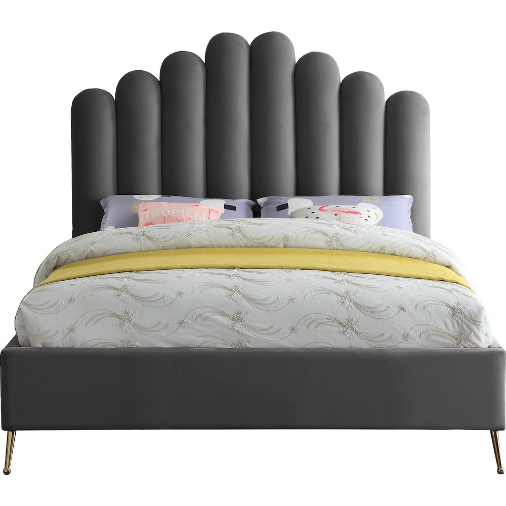 Lily Grey Velvet Queen Bed