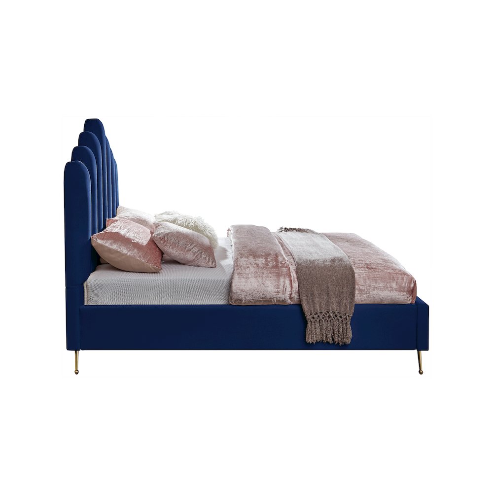 Lily Navy Velvet Full Bed