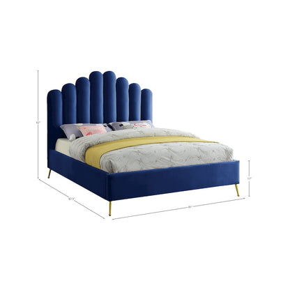 Lily Navy Velvet King Bed