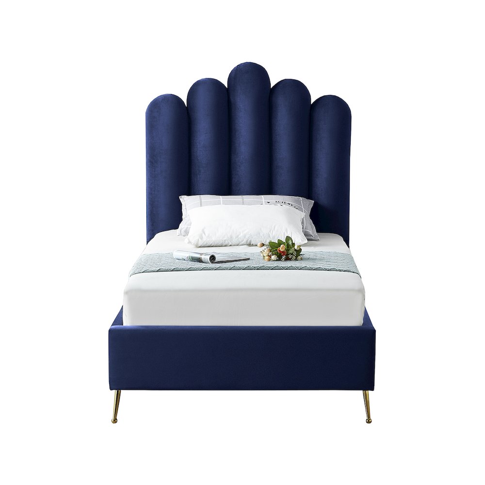 Lily Navy Velvet Twin Bed