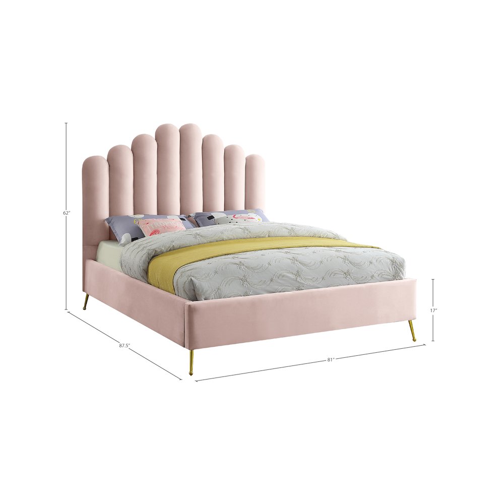 Lily Pink Velvet King Bed