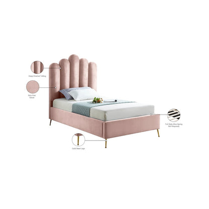 Lily Pink Velvet Twin Bed