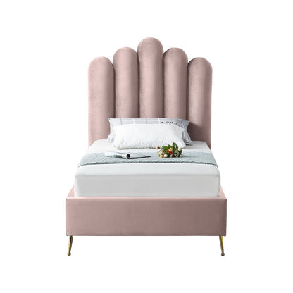 Lily Pink Velvet Twin Bed