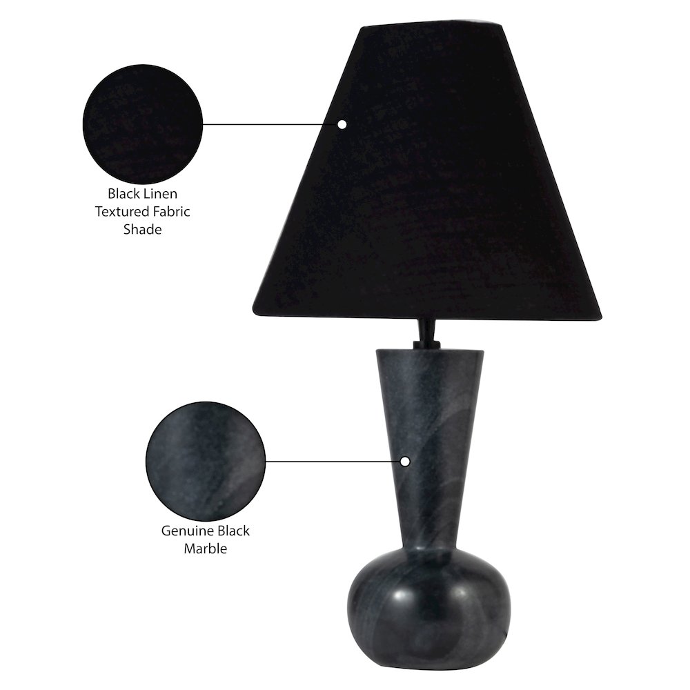 Lucente Black Genuine Marble Base And Cotton Shade Table Lamp