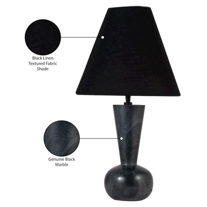 Lucente Black Genuine Marble Base And Cotton Shade Table Lamp